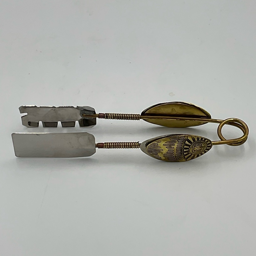 Vintage Copper & Stainless Steel Serving Tongs